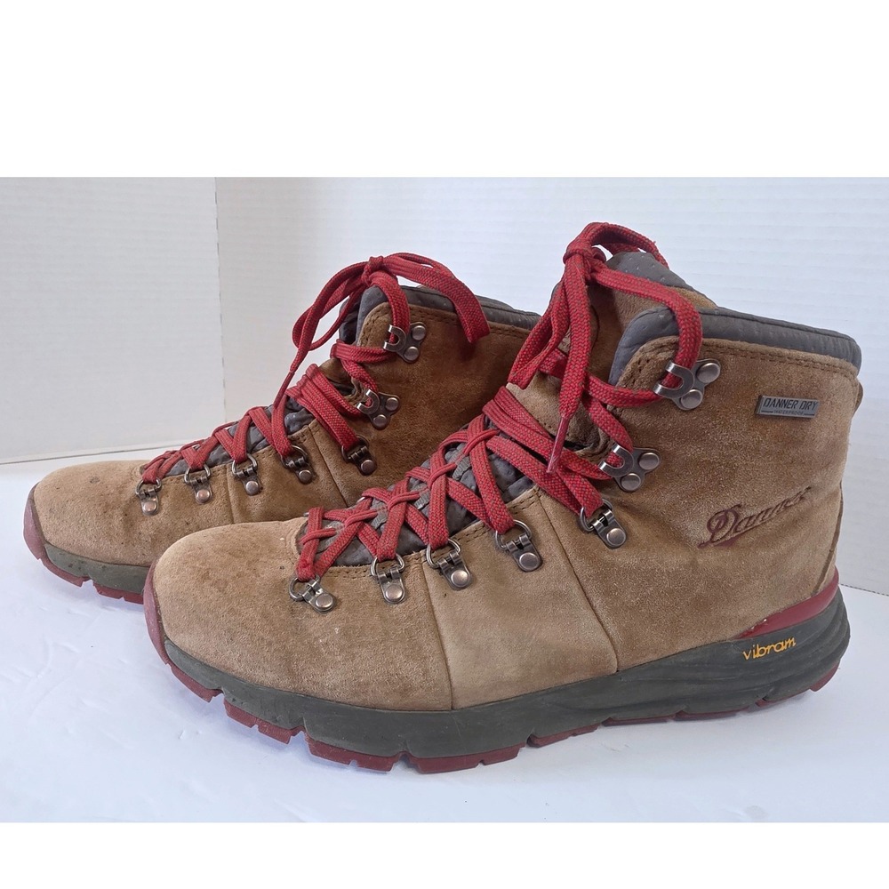 Danner Mountain 600 4.5" Suede Waterproof Hiking Boots Brown Red SZ 10 Vibram